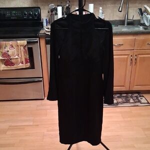 Bardot Black Long Sleeve Midi Dress with Mock Neck